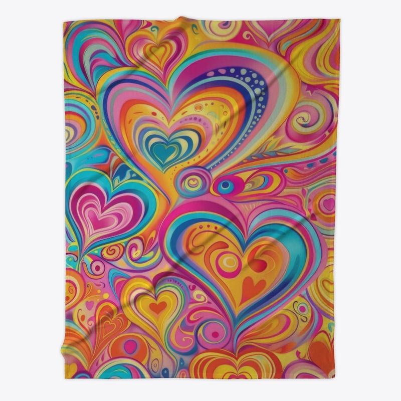 Psychedelic swirls & hearts print