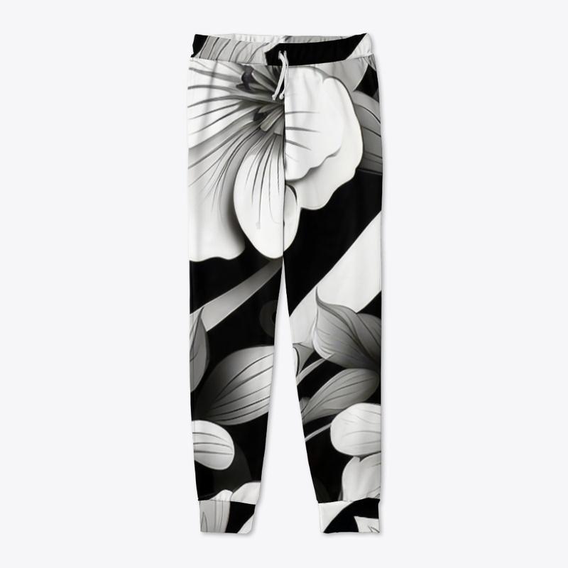 Black & white striped and flowers design