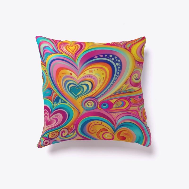 Psychedelic swirls & hearts print