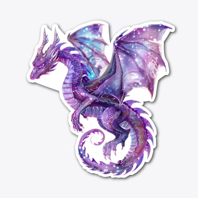 Purple and blue mythical detailed dragon