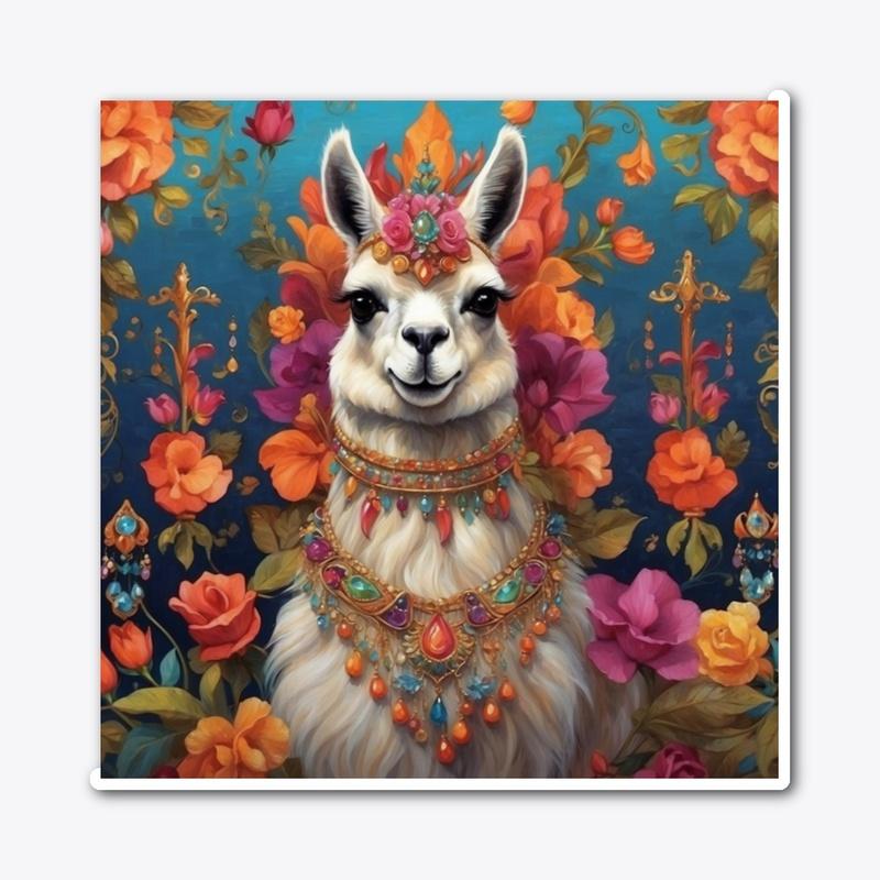 Beautiful llama adorned with jewels 