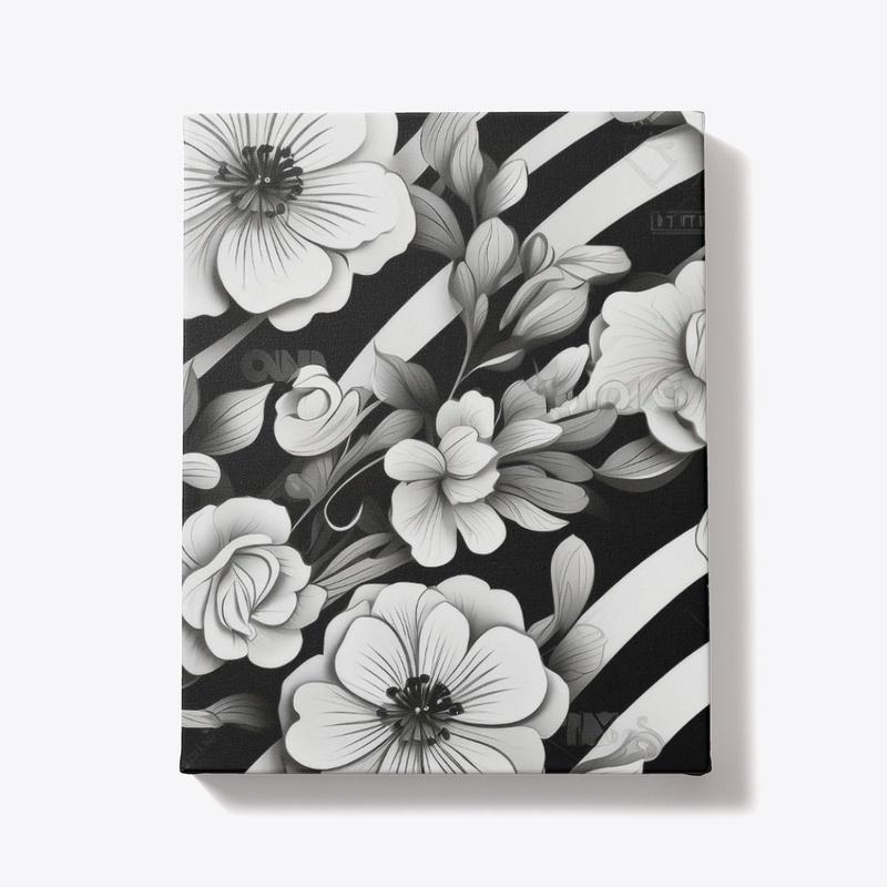 Black & white striped and flowers design