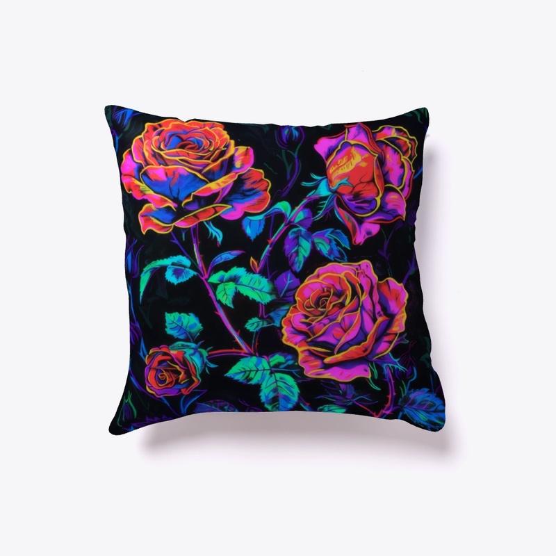 Neon and black abstract roses design