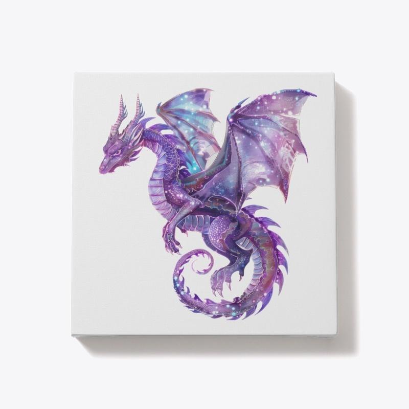 Purple and blue mythical detailed dragon