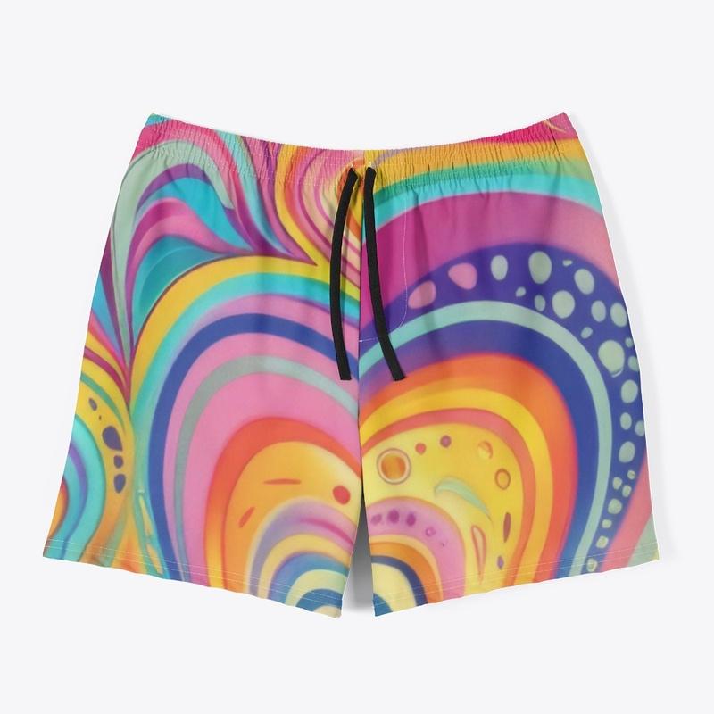 Psychedelic swirls & hearts print